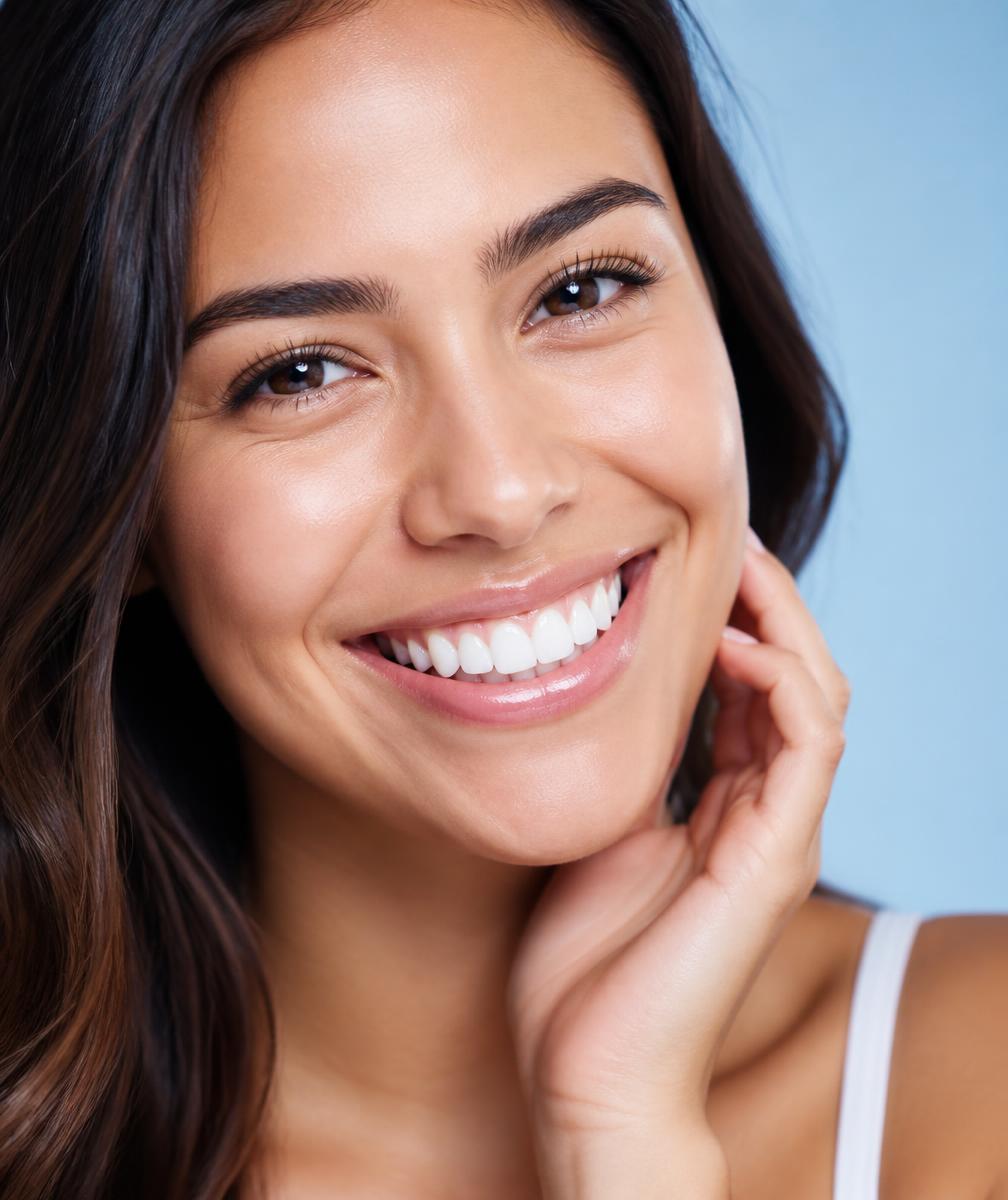 Paciente sorrindo após tratamento odontológico